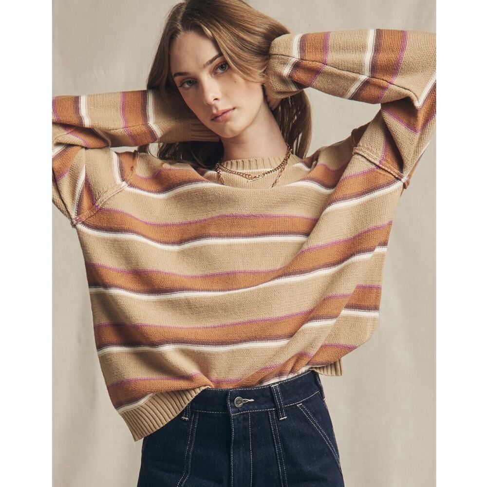 RSQ Women’s Stripe Oversized Crewneck Sweater Size M‎